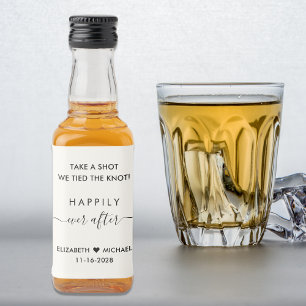 Happily Ever After Cream Wedding Favor Liquor Bottle Label
