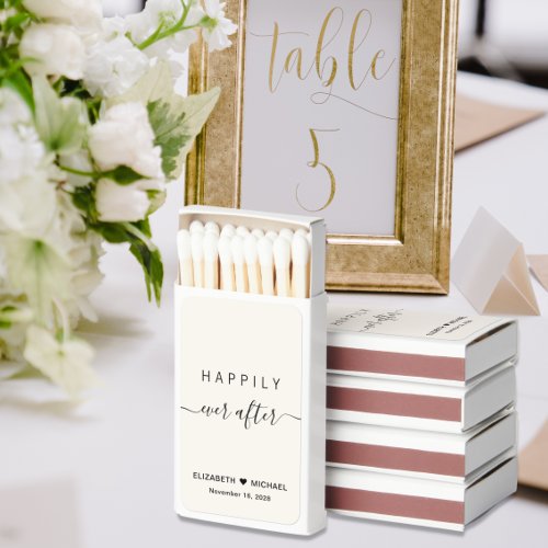 Happily Ever After Cream Wedding Favor  Matchboxes
