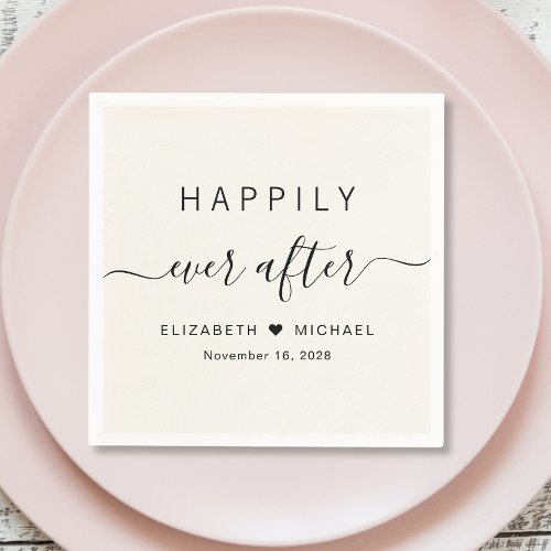 Happily Ever After Cream Wedding Napkins