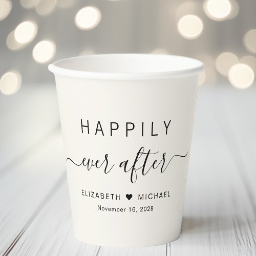 Happily Ever After Cream Wedding Paper Cups