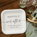 Happily Ever After Cream Wedding Paper Plates<br><div class="desc">Chic light cream paper plates for your wedding reception,  engagement parties,  couples showers and other wedding celebrations featuring "Happily Ever After" in simple typography and a stylish script with swashes,  your first names joined by a heart and your wedding date.</div>