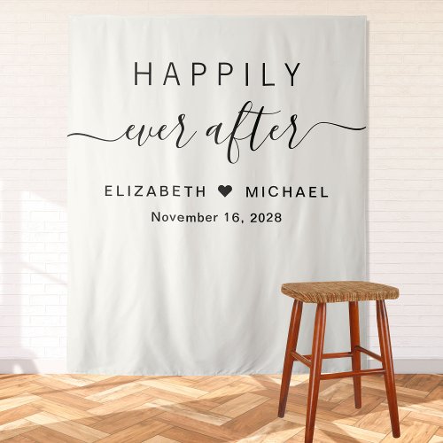 Happily Ever After Cream Wedding Reception Tapestry