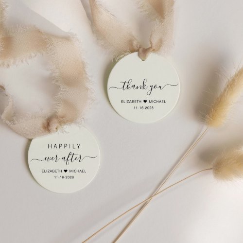 Happily Ever After Cream Wedding Thank You Favor Tags