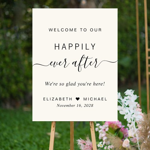 Happily Ever After Cream Wedding Welcome Foam Board