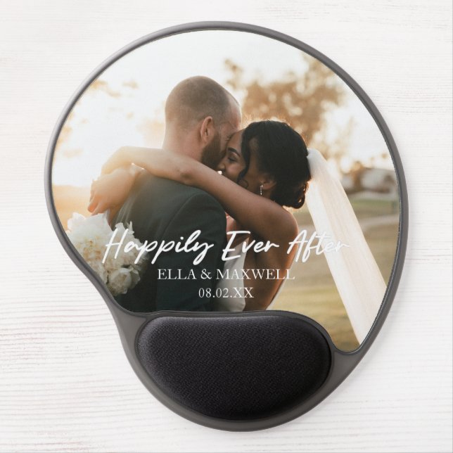 Happily Ever After Custom Photo Picture Wedding Gel Mouse Pad (Front)