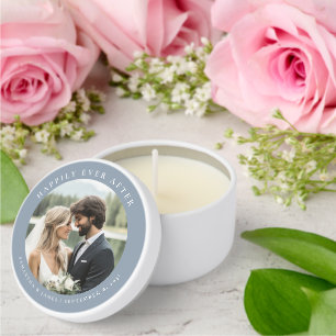 Happily Ever After Custom Photo Wedding Keepsake Mini Candle Favors
