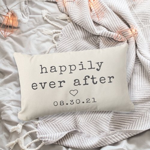 Happily Ever After  Custom Wedding Date Lumbar Pillow