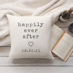 Happily Ever After | Custom Wedding Date Throw Pillow at Zazzle