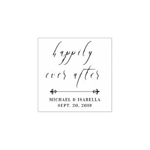 Happily Ever After Custom Wedding Typography Rubber Stamp