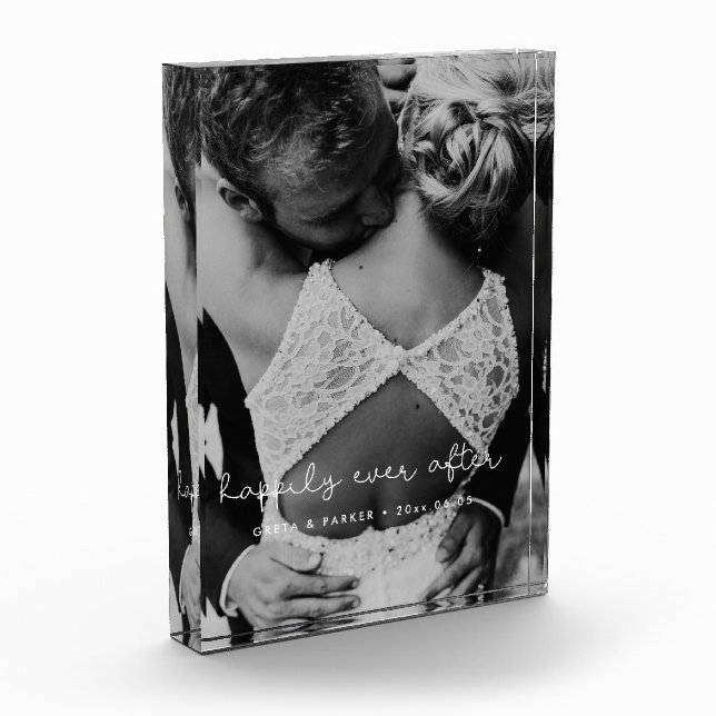 Happily ever after cute whimsical wedding photo block (Left)