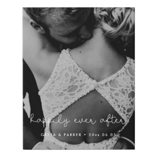 Happily ever after cute whimsical wedding photo faux canvas print