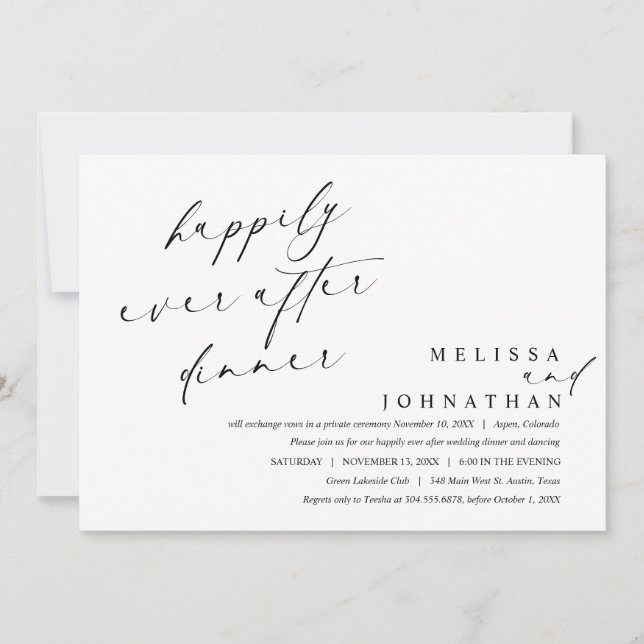 Happily Ever After Dinner and Dancing  Invitation (Front)