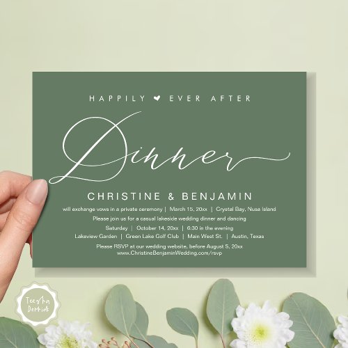 Happily Ever After Dinner Elopement Modern Script Invitation