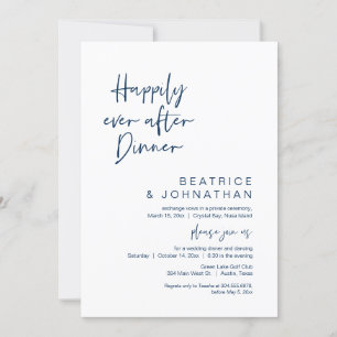 Happily Ever After Dinner, Elopement, Navy Blue Invitation