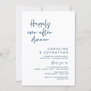 Happily Ever After Dinner, Elopement, Navy Blue Invitation