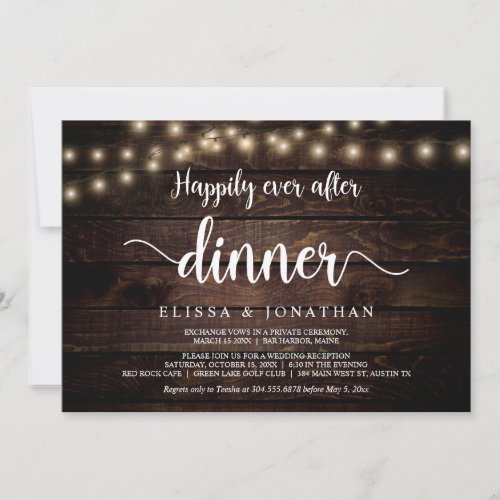 Happily Ever After Dinner String Light Elopement Invitation