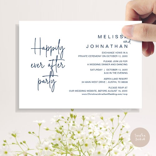 Happily Ever After Dinner Wedding Elopement Invitation