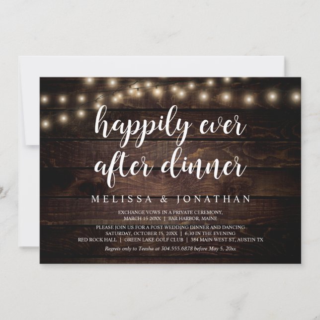 Happily Ever After Dinner, Wedding Elopement Invitation (Front)