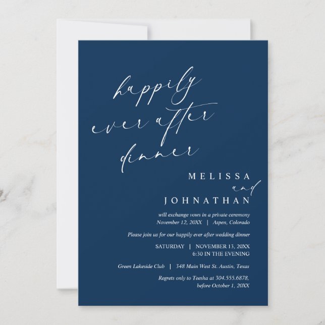 Happily Ever After Dinner, Wedding Elopement Party Invitation (Front)