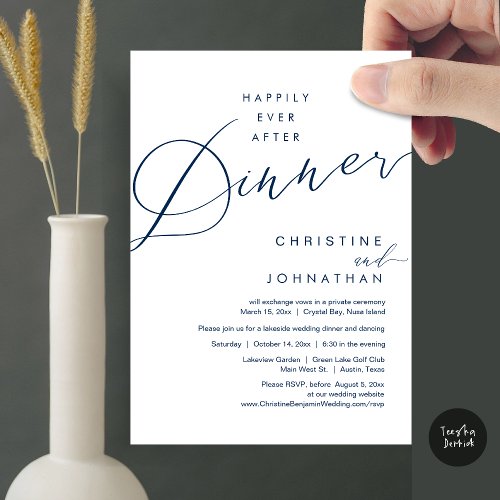 Happily Ever After Dinner Wedding Elopement Script Invitation