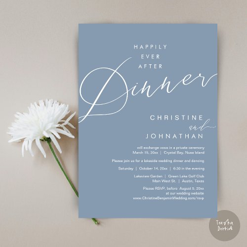 Happily Ever After Dinner Wedding Elopement Script Invitation