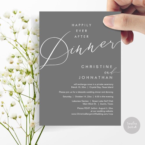 Happily Ever After Dinner Wedding Elopement Script Invitation