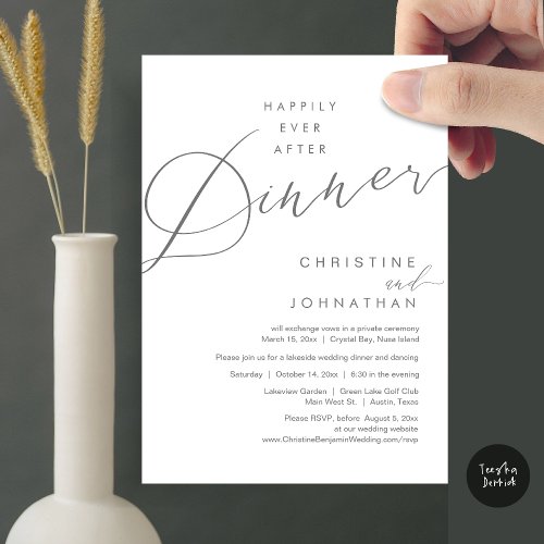 Happily Ever After Dinner Wedding Elopement Script Invitation