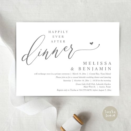 Happily Ever After Dinner Wedding Heart Invitation
