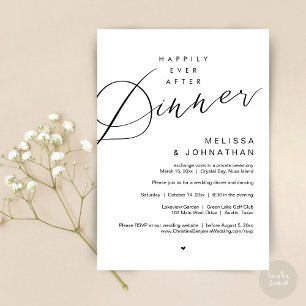 Happily Ever After Dinner, Wedding Party, in Black Invitation