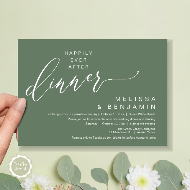 Happily Ever After Dinner Wedding Romantic Party Invitation (Happily Ever After Dinner Modern Romantic Wedding Romantic Party Invitation Card Sage Green)