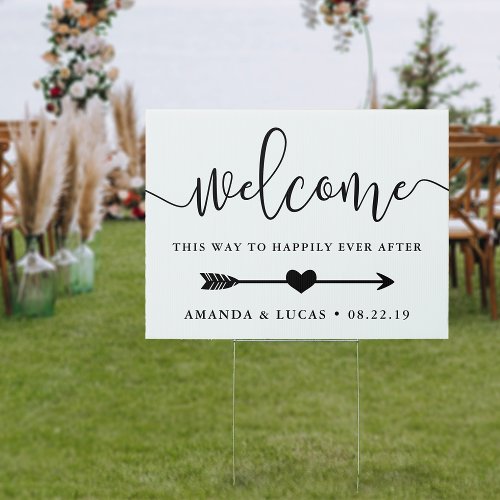 Happily Ever After  Directional Wedding Welcome Yard Sign