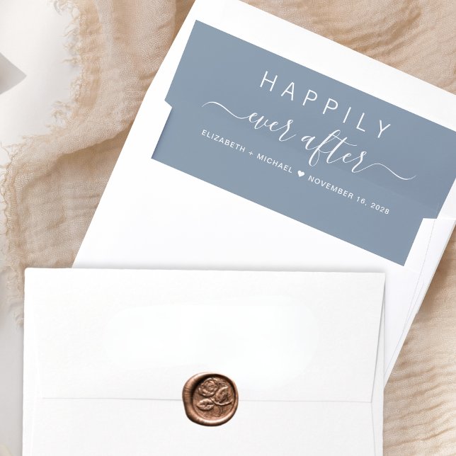 Happily Ever After Dusty Blue Wedding Envelope Liner (Creator Uploaded)