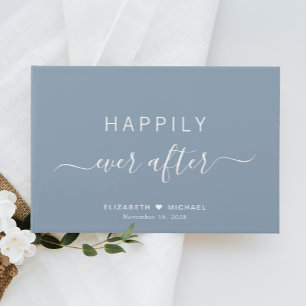 Happily Ever After Dusty Blue Wedding Guest Book