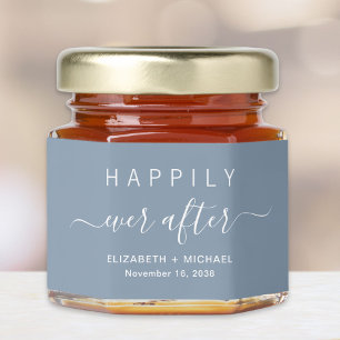 Happily Ever After Dusty Blue Wedding Honey Jar Favors