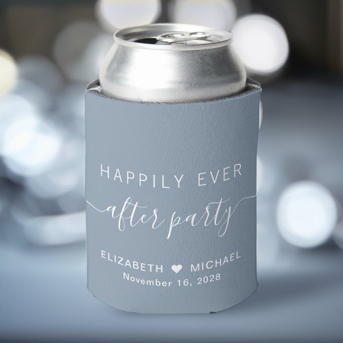 Happily Ever After Dusty Blue Wedding Reception Can Cooler