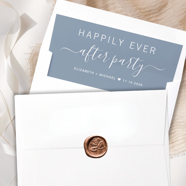 Happily Ever After Dusty Blue Wedding Reception Envelope Liner (Creator Uploaded)