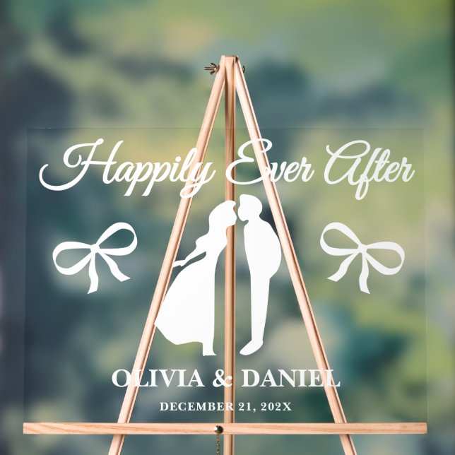 Happily Ever After Editable Wedding Welcome Acrylic Sign (Neutral)