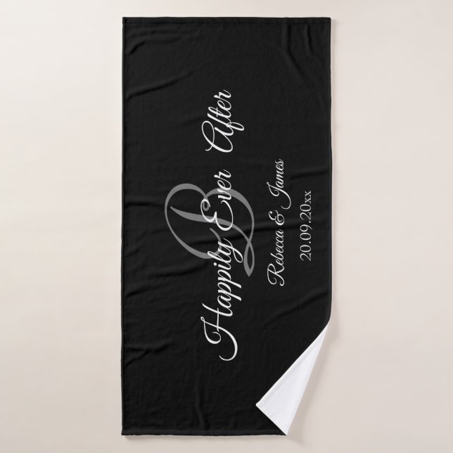 Happily Ever After Elegant Black and White Bath Towel (Bath Towel)