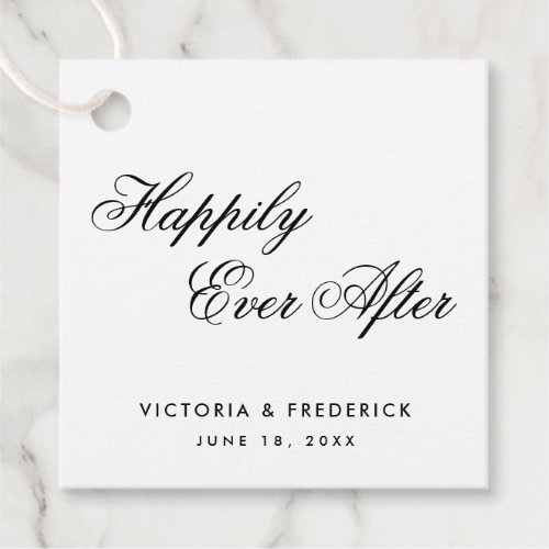 Happily Ever After Elegant Black and White Wedding Favor Tags