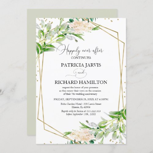 Happily Ever After Elegant Greenery Vow Renewal Invitation