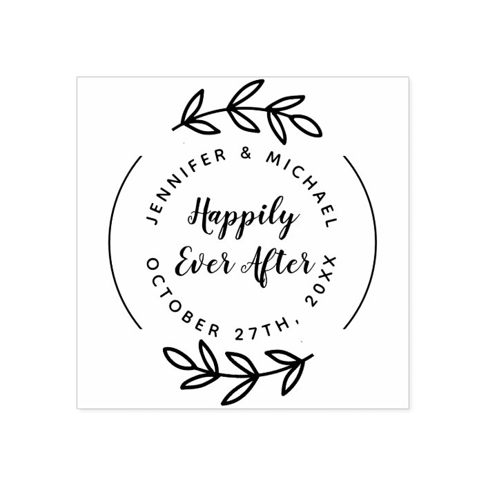Happily Ever After Elegant Hand Drawn Wedding Rubber Stamp | Zazzle.com