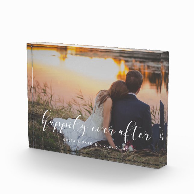 Happily ever after elegant overlay wedding photo block (Right)