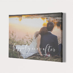 Happily ever after elegant overlay wedding photo canvas print