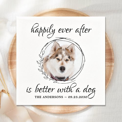 Happily Ever After Elegant Pet Photo Dog Wedding Napkins