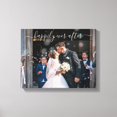 Happily Ever After Elegant Photo Wedding Canvas Print