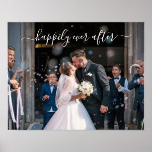Happily Ever After Elegant Photo Wedding Poster