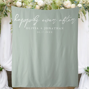 Happily Ever After Elegant Script Wedding Backdrop