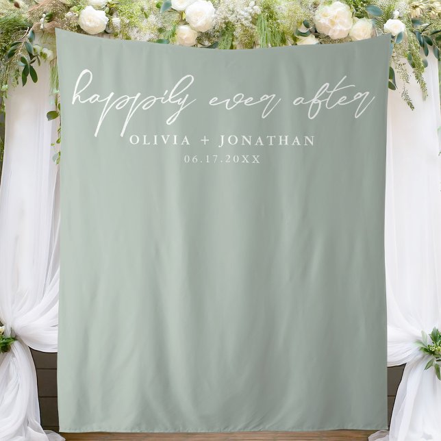 Happily Ever After Elegant Script Wedding Backdrop (Creator Uploaded)