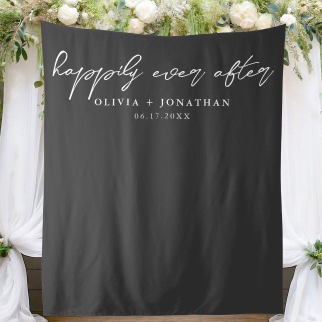 Happily Ever After Elegant Script Wedding Backdrop (Creator Uploaded)