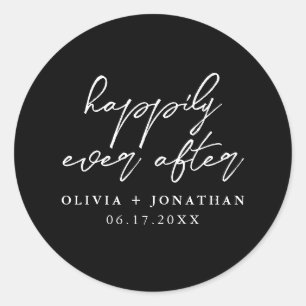 Happily Ever After Elegant Script Wedding Classic Round Sticker